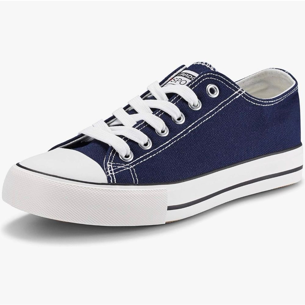 Jenn Ardor Low Top Dark Blue Canvas Shoes Sneaker White Accents Size 8.5